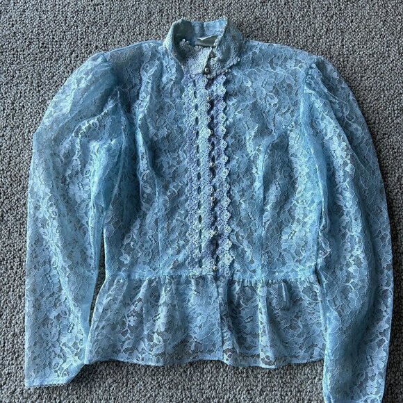 Gunne Sax Gold Label XS VNT Lace Blouse Victorian Prairie Cottagecore Romantic - Picture 2 of 11